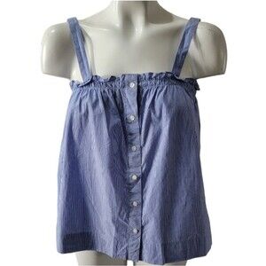 J Crew blue sleeveless blouse size 00 Striped